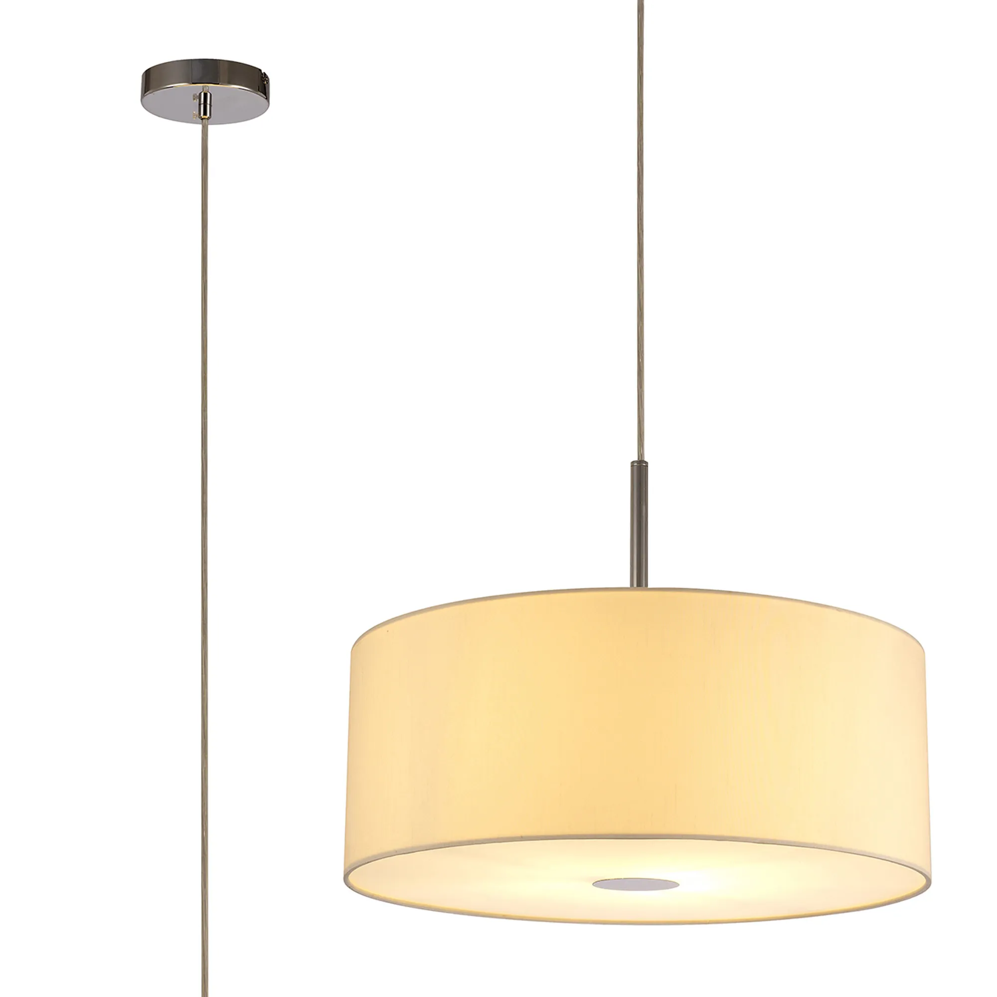 Baymont 50cm Pendant 1 Light Polished Chrome, Ivory Pearl, Frosted Diffuser